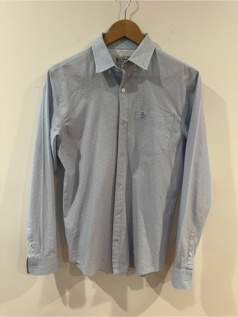 Original Penguin Light Blue Microdot Long-Sleeve Dress Shirt